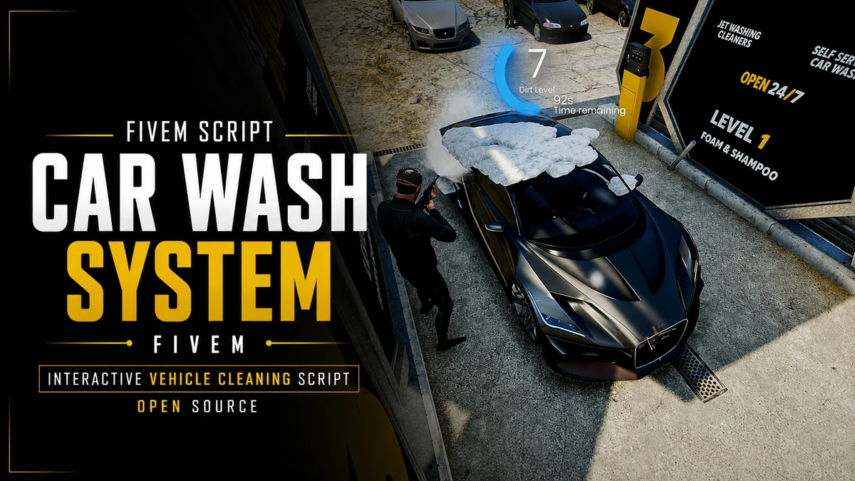 Car Wash System FiveM | Interactive Vehicle Cleaning Script | Open Source